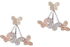 Luxe Silvertone & Crystal Butterfly Drop Earrings