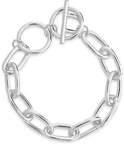 White Rhodium-Plated Link Toggle Bracelet