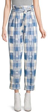 Hollie Plaid Tie-Waist Trousers