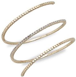 14K Yellow Gold & White Diamond Wrap Bangle Bracelet