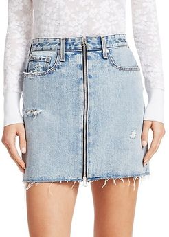 Anna Zip Distressed Denim Mini Skirt