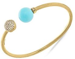 Africa 18K Yellow Gold, Diamond & Turquoise Kissing Bangle