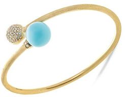 Africa 18K Yellow Gold, Turquoise & Diamond Bangle Bracelet