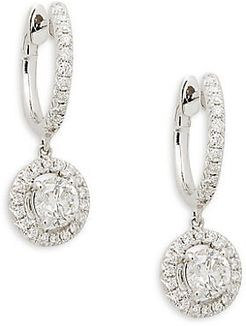 14K White Gold & 1.2 TCW Diamond Dangle Drop Earrings