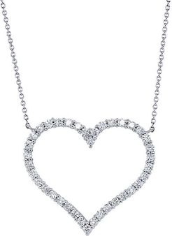 14K White Gold & 1.00 TCW Diamond Heart Pendant Necklace