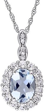 14K White Gold, Multi-Stone & Diamond Pendant Necklace