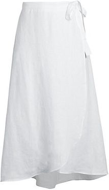 Linen Wrap Flare Skirt
