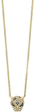 14K Yellow Gold, Diamond & Sapphire Leopard Necklace