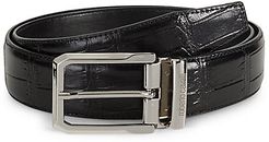 Croc-Embossed Leather Belt