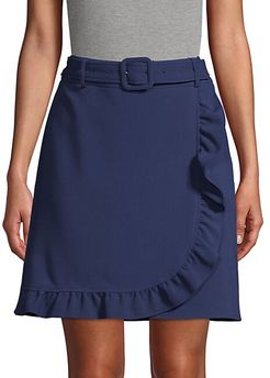 Belted Faux Wrap Skirt