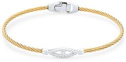 18K White Gold & Stainless Steel Diamond Evil Eye Rope Bracelet