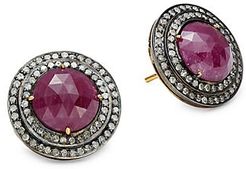 18K Yellow Gold, Black Rhodium-Plated Sterling Silver, Ruby & Diamond Earrings