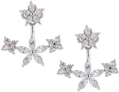 18K White Gold-Plated & Crystal Flower Ear Cuffs