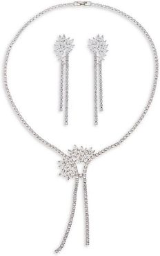 Rhodium-Plated & Crystal Earrings & Necklace Jewelry Set