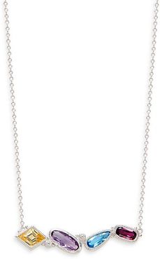 Sterling Silver & Multi-Stone Bar Pendant Necklace