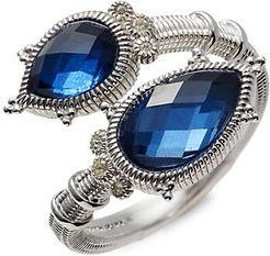 Sterling Silver, Blue Quartz & White Topaz Ring