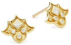 18K Yellow Gold & 0.181 TCW Diamond Clown Stud Earrings