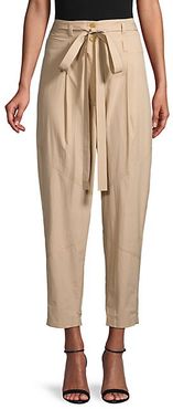 Bryan Belted & Cropped Pleat-Front Pants