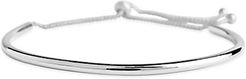 Rhodium-Plated Curved Bar Bolo Bracelet