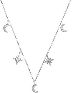 Sterling Silver & Crystal Charm Necklace