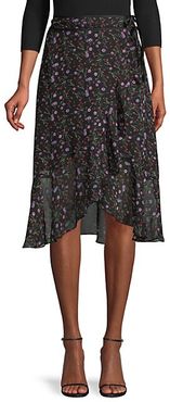 Moody Floral-Print Wrap Midi Skirt