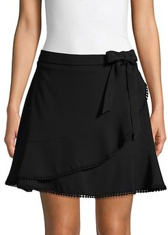 Pom-Pom Ruffle Mini Skirt