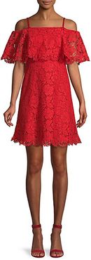 Lace Cold-Shoulder Cotton-Blend Mini Dress