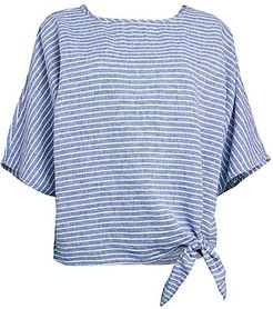 Stripe Knotted Linen T-Shirt