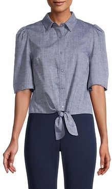 Blossom Tie-Front Short-Sleeve Shirt