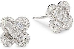 14K White Gold & 1.30 TCW Diamond Stud Earrings