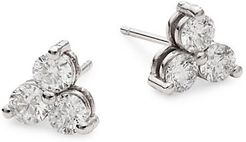 14K White Gold & 1 TCW Diamond Stud Earrings