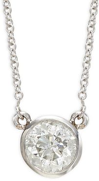 18K White Gold & 1.00 TCW Diamond Pendant Necklace