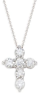 18K White Gold & 1.50 TCW Diamond Cross Pendant Necklace