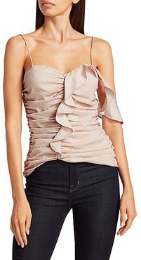 One-Shoulder Sleeveless Ruffle Top