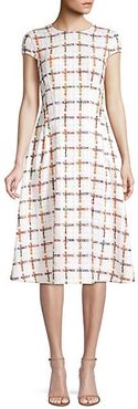 Dhima Cap Sleeve Rainbow Windowpane Check Dress