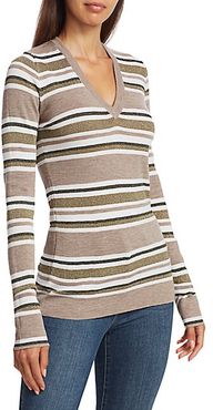 Sparkling Stripes Wool & Cashmere Knit Sweater