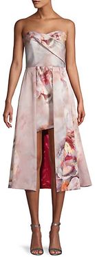 Caine Floral Draped High-Low Dress