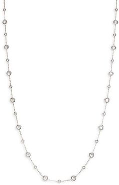 White Rhodium-Plated & Cubic Zirconia Station Necklace