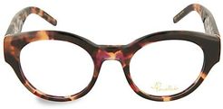 49MM Tortoiseshell Round Optical Glasses