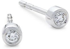 14K White Gold & 0.07 TCW Diamond Stud Earrings