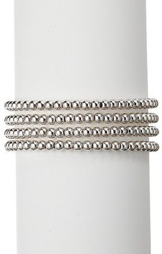 The Luxe Collection 4-Pack Rhodium-Plated Stretch Beaded Bracelet