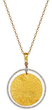 24K & 22K Yellow Gold, 18K White Gold & Diamond Geo Circle Pendant Necklace