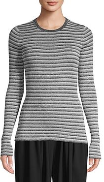 Stripe Long-Sleeve Rib-Knit Sweater