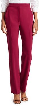 Crepe Wool Straight-Leg Pants