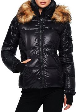 Allie Faux Fur-Trim Hooded Puff Jacket