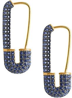 22K Gold Vermeil & Cubic Zirconia Safety Pin Earrings