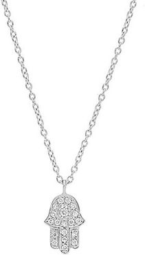 14K White Gold & Diamond Hamsa Pendant Necklace