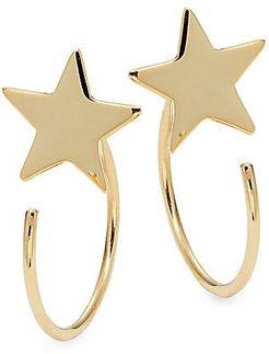 Simple Star 14K Yellow Gold Half Hoop Earrings