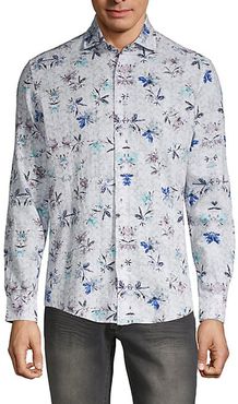 Floral Cotton & Linen Button-Down Shirt