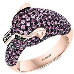 14K Rose Gold, Pink Sapphire, Tsavorite & Diamond Panther Ring